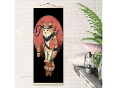 82233 [HRP0032] Картина по ном. Панно 35Х88 Кот Самурай, 15 цв. HRP0032