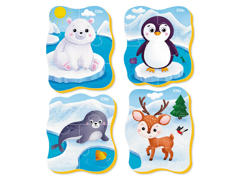 Купить оптом Пазлы мягкие "Животные Севера" 4 картинки в Луганске