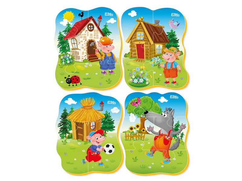 Купить оптом Пазлы мягкие "Три поросенка" 4 картинки в Луганске