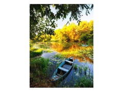 82285 [MPZCF10-M] Пазлы деревянные "Лодка на осенней реке" 110 дет. 28,8х20,2 см