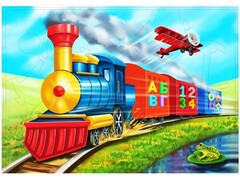 82325 [MPZCT27-M] Пазлы деревянные «Паровозик детский» 18 деталей 28,7 х 20 см