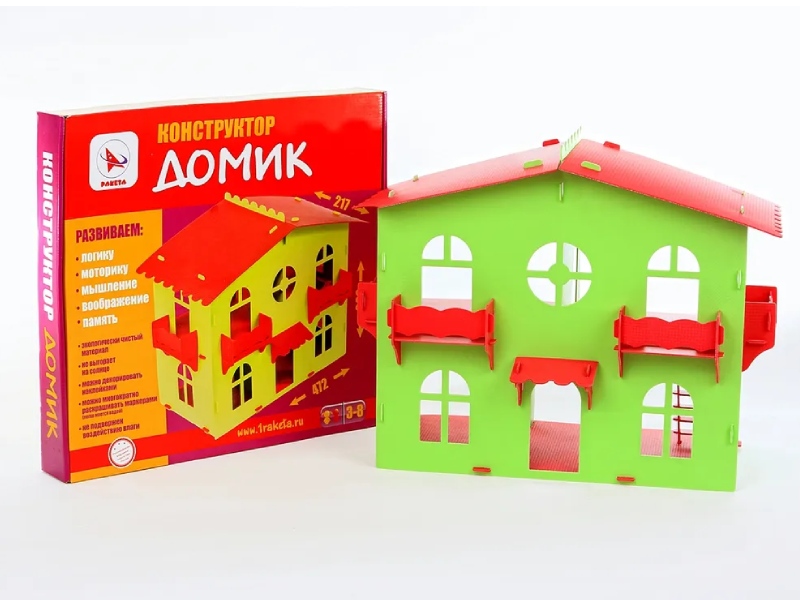 Купить оптом Конструктор "Домик для кукол" салатово-красный Р3108 в Луганске