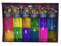 82518 [8122] Слайм двухцветный с пенковыми шариками 20 см (6шт/уп) 8122