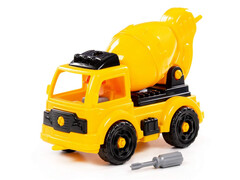 82669 [43242] Конструктор-транспорт "Автомобиль-бетоновоз" 27 эл. жёлто-чёрный в коробке