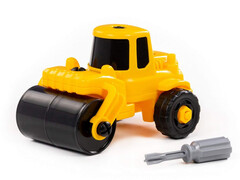 82670 [54330] Конструктор-транспорт "Дорожный каток" 18 эл. жёлто-чёрный в коробке