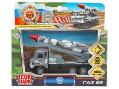 82746 [SB-16-78-1-WB] Технопарк. Машина «ГАЗ 66» с ракетой металл. инерц. 12 см (открыв. двери, подвиж. дет.)