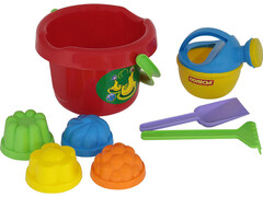 83052 [4405] Набор №209: ведро большое, лопатка, грабельки, 4 формочки, лейка малая №4