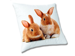 83319 [1023, МТ01023] Подушка плюш "Бургундские кролики" 28*27 см 01023