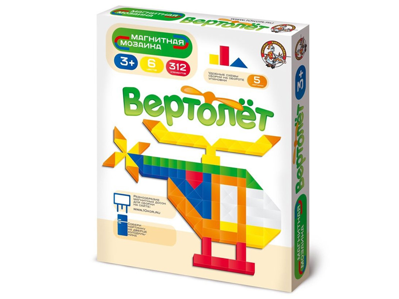 Купить оптом Мозаика магнитная «Вертолет» 312 эл. без игр. поля 01654 в Луганске