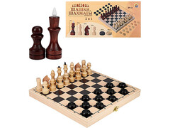 Набор 2 в 1 Шахматы лакиров. + шашки дерев. с доской 29,5х14,5 см ИН-8052