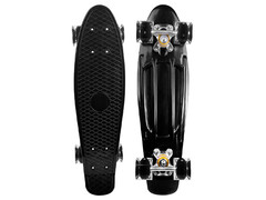 83655 [M350-1sBL] Пенниборд 56х15 см (пластик, колеса PU, свет) до 50-60 кг чёрный M350-1sBL