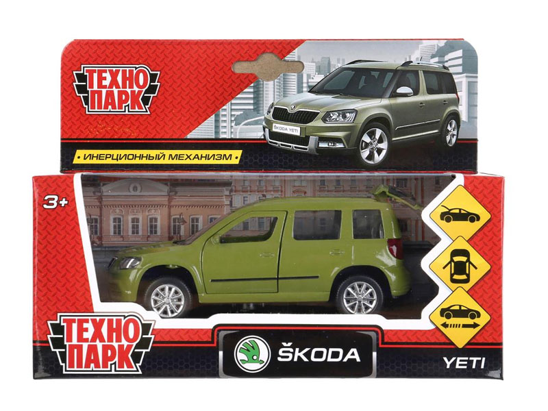 Купить оптом Технопарк. Машина «SKODA YETI» металл. инерц. 12 см (открыв. двери, багажник) зеленый в Луганске