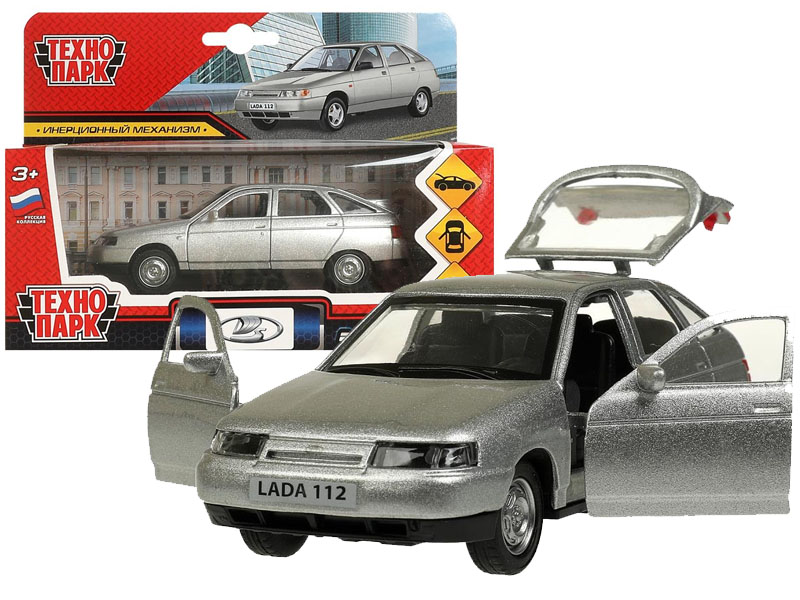 Купить оптом Технопарк. Машина «ВАЗ-2112» металл. инерц. 12 см (открыв. двери, багажник) серебряный в Луганске