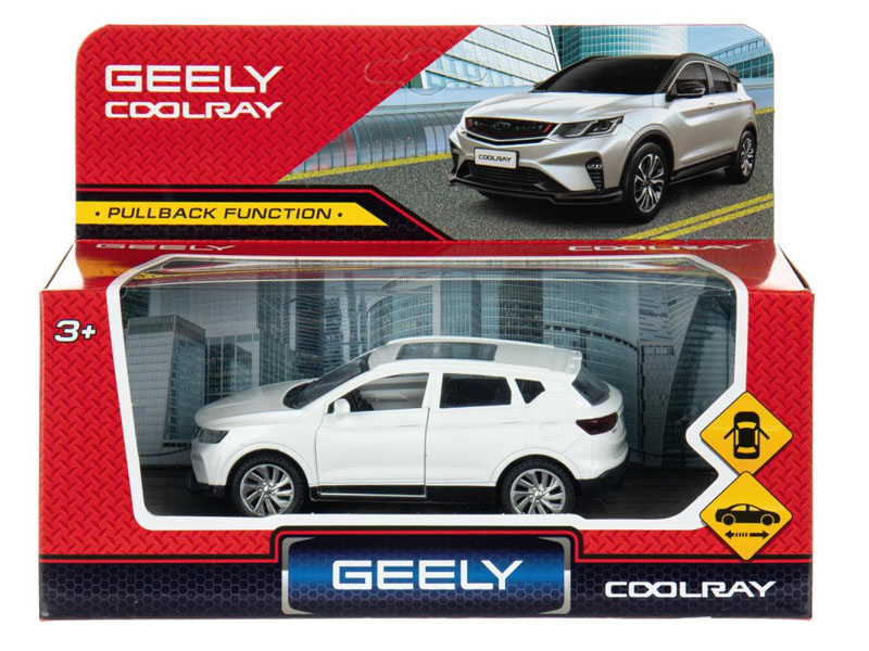 Купить оптом Технопарк. Машина «Geely Coolray» металл. инерц. 10,5 см (открыв. двери, багажник) белый в Луганске