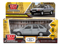 84060 [2109-12-SR] Технопарк. Машина «ВАЗ-2109 СПУТНИК» металл. инерц. 12 см (открыв. двери, багажник) серебряный
