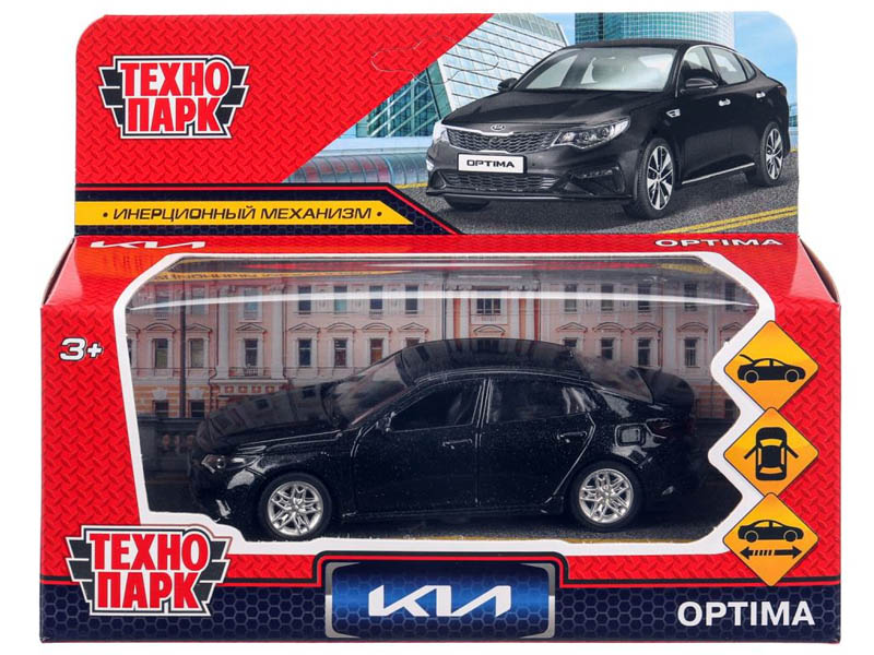 Купить оптом Технопарк. Машина «KIA OPTIMA» металл. инерц. 12 см (открыв. двери, багажник) черный в Луганске