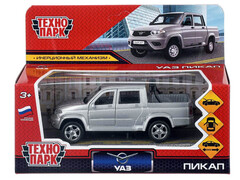 84066 [PICKUP-12-SR] Технопарк. Машина «УАЗ ПИКАП» металл. инерц. 12 см (открыв. двери, багажник) серебристый