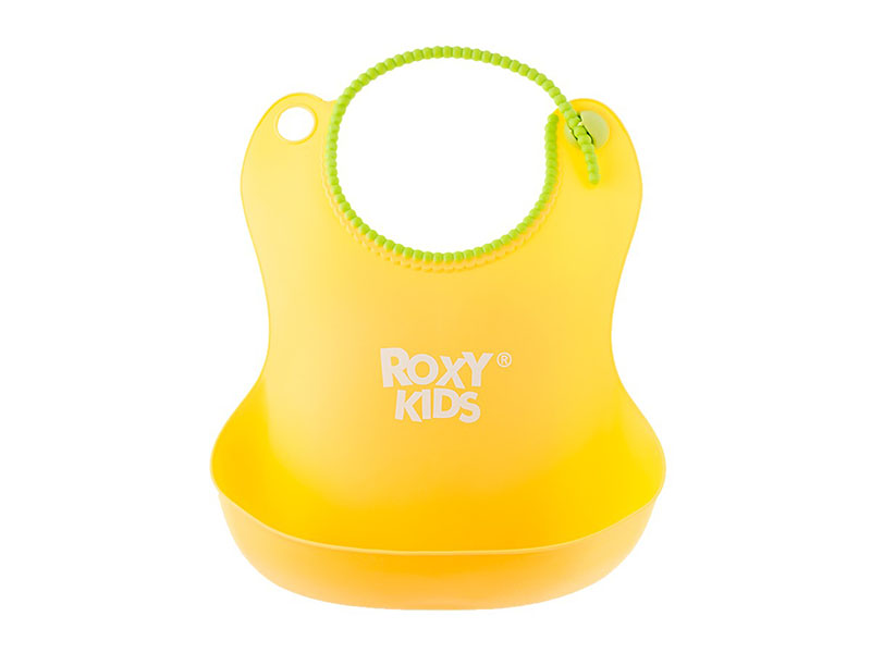 Купить оптом Нагрудник «ROXY-KIDS» мягкий с кармашком и застежкой желтый в Луганске