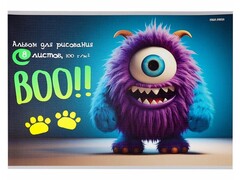 Альбом для рисования А4 8 л «Фиолетовый монстрик» (скрепка)
