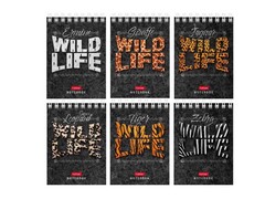 84910 [60Б7В1гр] Блокнот А7 60 л клетка «Wild Life» (гребень)