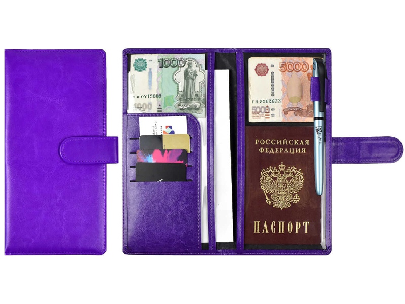 Купить оптом Органайзер-обложка «Сариф» фиолетовый 22х11 см в Луганске