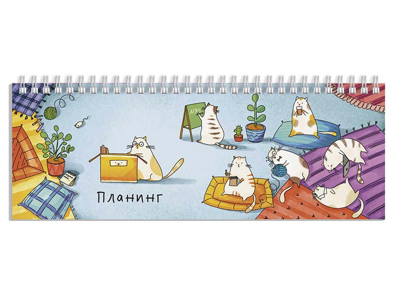 Купить оптом Планинг недат. 64 л 29*10 см «Деловые коты» (гребень) в Луганске