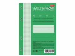 85267 [50СБ5В1_26293] Сменный блок для тетрадей А5 50 л (универсальная перфорация, цв. тонир. блок) нежно-зеленый