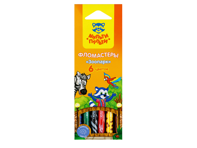 Купить оптом Фломастеры "Зоопарк" 6 цветов в Луганске