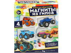 Магниты из гипса крутые тачки, 4 шт в наборе MultiArt в кор.40наб