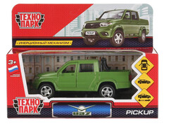 Машина металл UAZ PICKUP 12 см, двери, багаж, инерц, зеленый, кор. Технопарк в кор.2*36шт