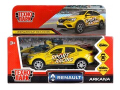 Машина металл RENAULT ARKANA СПОРТ 12 см, двери, багаж, инерц, желтый, кор. Технопарк в кор.2*36шт