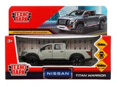 Машина металл NISSAN TITAN МАТОВЫЙ 12,5 см, двери, багаж, инерц, серый, кор. Технопарк в кор.2*36шт