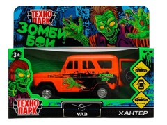 85976 [HUNTER-12ZOM-OG] Машина металл УАЗ ХАНТЕР ЗОМБИ 12 см, двери, багаж, инерц, оранжевый, кор. Технопарк в кор.2*36шт