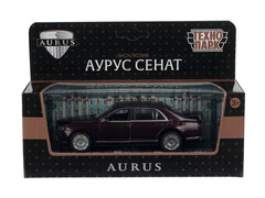 Машина металл АУРУС СЕНАТ длина 13,5 см, двери, багаж, инерц, бордовый, кор. Технопарк в кор.2*36шт