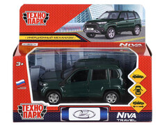 Машина металл LADA NIVA travel 12 см, двери, инерц, темно-зеленый, кор. Технопарк в кор.2*36шт