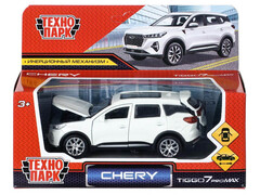 Машина металл chery tiggo 7 pro max 12см, двери, кап, баг, инер, белый, кор. Технопарк в кор.2*36шт