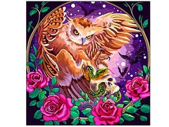 86180 [НД-0927] Алмаз. мозаика (блест.) 20х20 см, с подр., с полн. заполн. (24цв) Опасная сова (Арт. НД-0927)