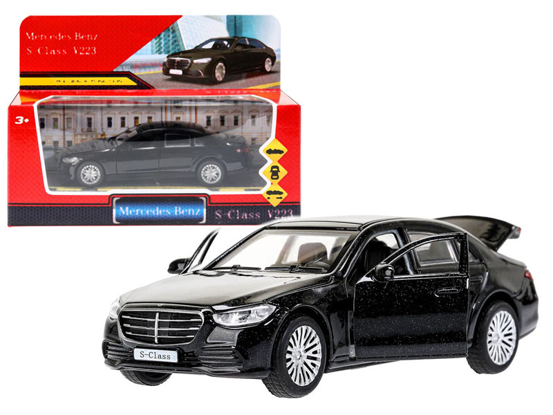 Купить оптом Машина металл MERCEDES-BENZ s-class v223 12 см, двери,багаж,инер,черный,кор. Технопарк в кор.2*36шт SCLASS-13-BK в Луганске