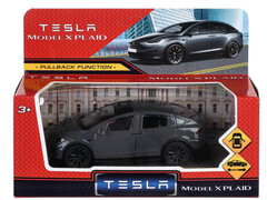 86230 [MODELX-12-GY] Машина металл tesla model x plaid 12 см, двери, серебрянный Технопарк в кор.2*36шт MODELX-12-GY (72)