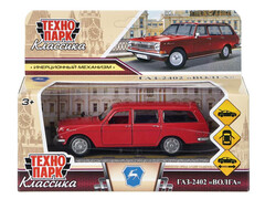 86236 [2402-12-RD] Машина металл ГАЗ -2402 "волга" дл 12 см, откр дв, багаж, инерц, крас., кор. Технопарк в кор.2*36шт 2402-12-RD