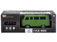 Машина р/у UAZ 452 Буханка 25 см, свет, зеленый, кор. Технопарк в кор.24шт 2404F0436