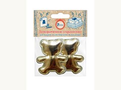 87107 [82633] Украшение Золотые мишки для оформ.подарков полиуретан набор 2 шт / 5,7x0,2x4,7см арт.82633
