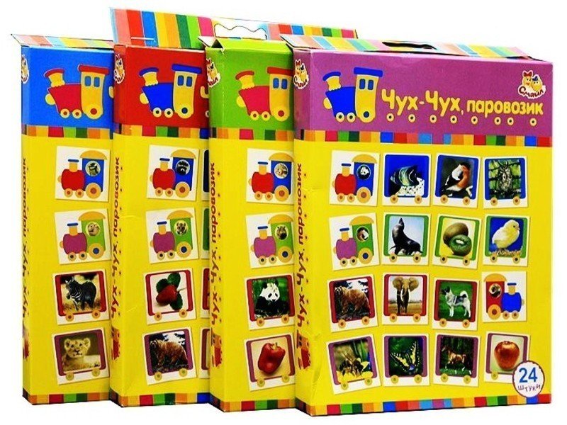 Купить оптом Обучающие карточки "Чух-чух, паровозик!" 4шт/уп в Луганске