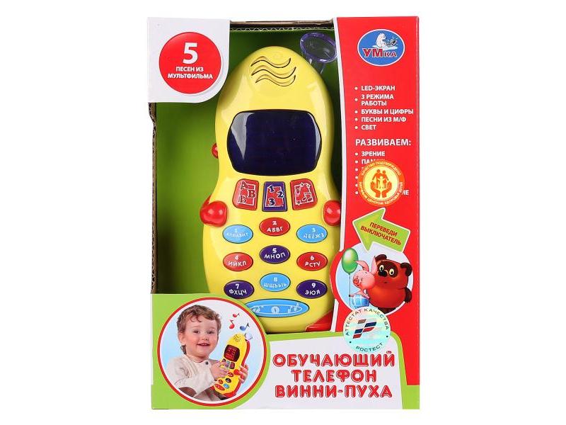 Обучающий телефон 16 см на бат. "Винни-пух" (свет, 5 песен) в кор. B391566-R2