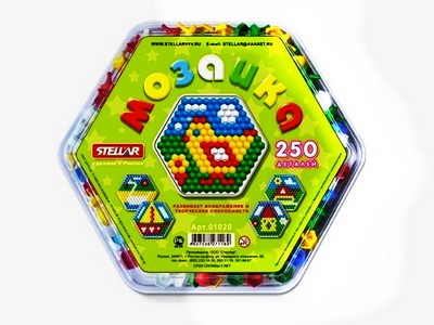 Мозаика (диаметр 13мм/250 деталей), шестигранная коробка