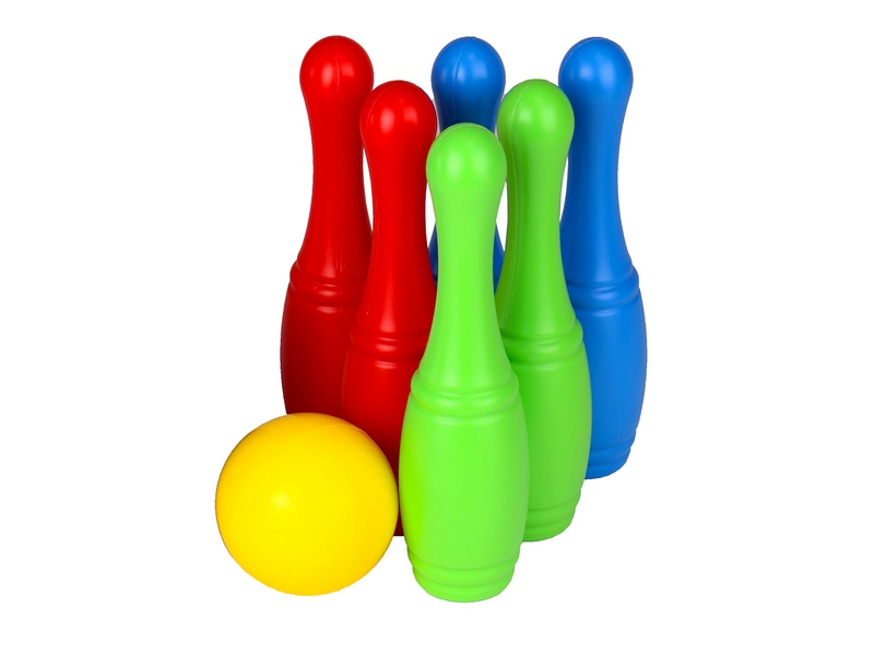 НАБОР КЕГЛЕЙ 6 шт. + 1 маленький мяч в сетке И-1627