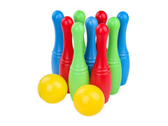 НАБОР КЕГЛЕЙ. 9 шт. + 2 маленьких мяча (сетка) И-1630