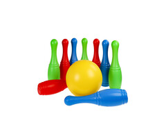 НАБОР КЕГЛЕЙ 9шт + 1 большой мяч в сетке И-1631