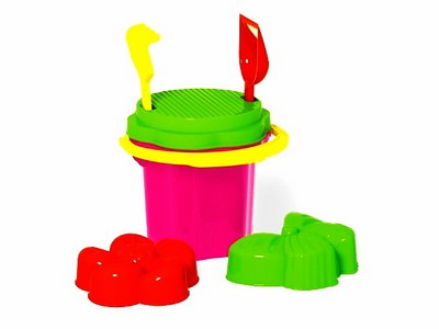 Песочный набор № 103 (ведро-цветок 0,3 л, сито, грабли, совок, 2 формочки)